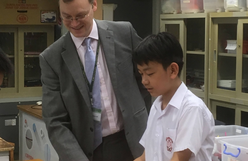 Michael visiting school in Hong Kong