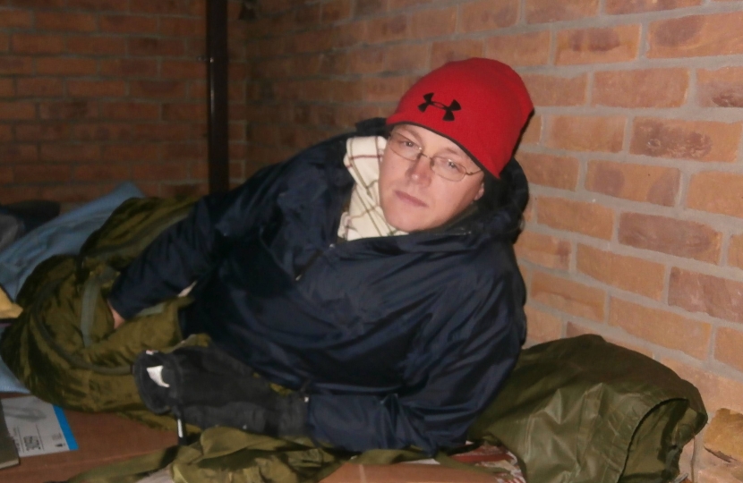 Michael during an overnight sleep out to raise funds for a homeless charity