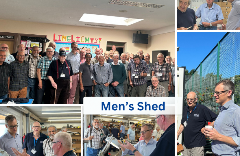 Montage of photos of Michael at the mens shed