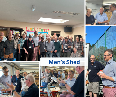Montage of photos of Michael at the mens shed